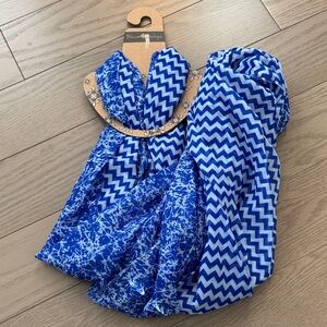 Blossom Boutique Blue Patterned Infinity Scarf